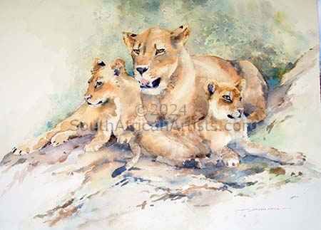 Lioness and 2 Cubs 1 
