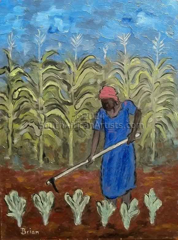 Woman Tending Her Crops