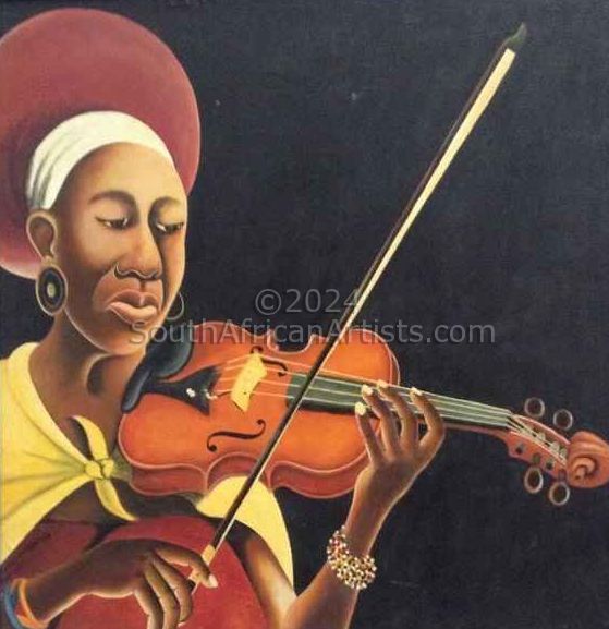 African Woman Playing Violin