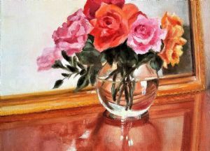 "Roses in a Glass Bowl"