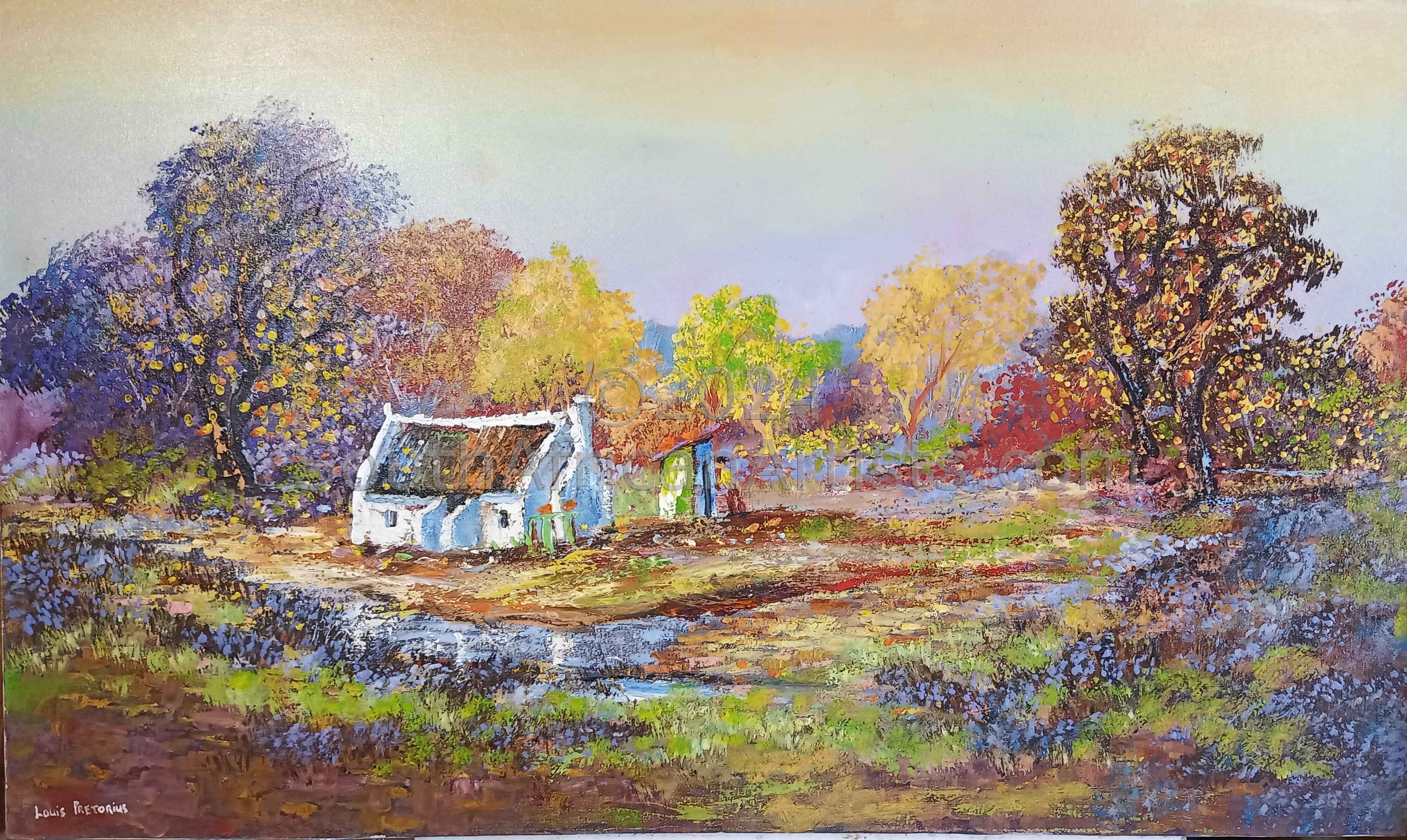 Cottage with Autumn Trees