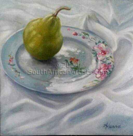 Pear on a China Plate