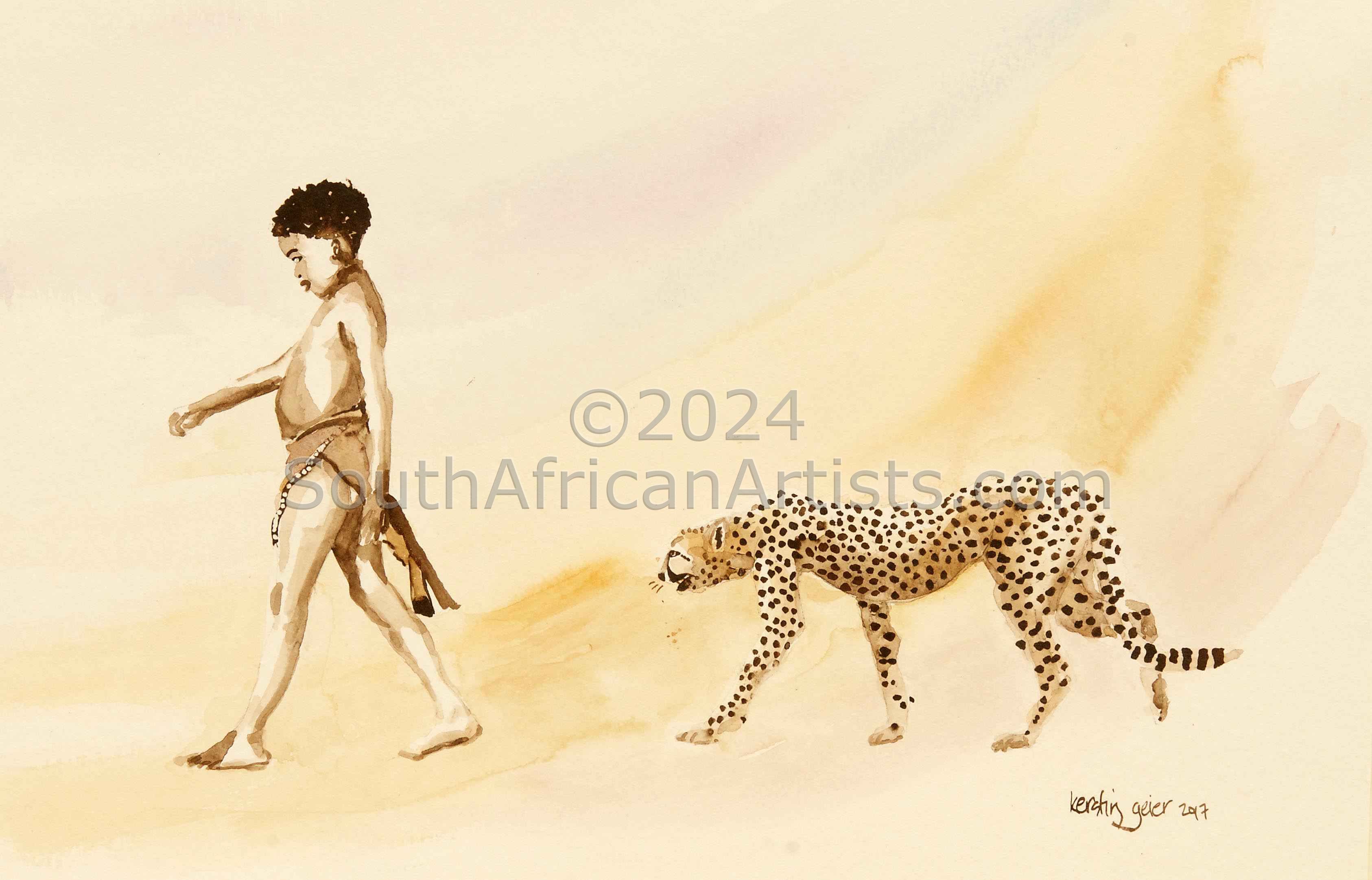 African Child and Cheetah