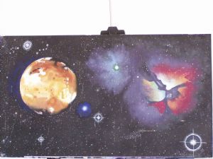 "Triffid Nebula &Amp; Io Moon. Eg of How I Paint"