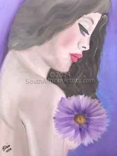 Lady with Purple Flower