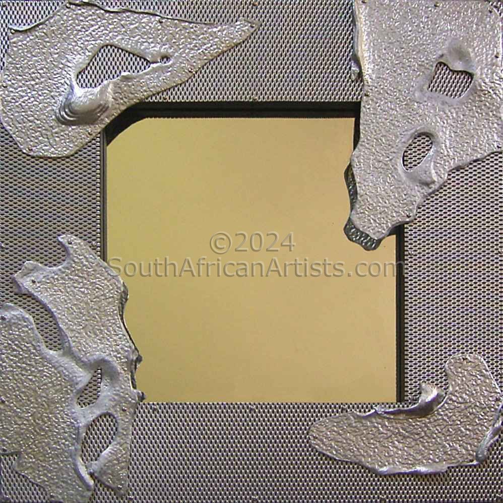 Molten Aluminium & Mesh Mirror Frame 