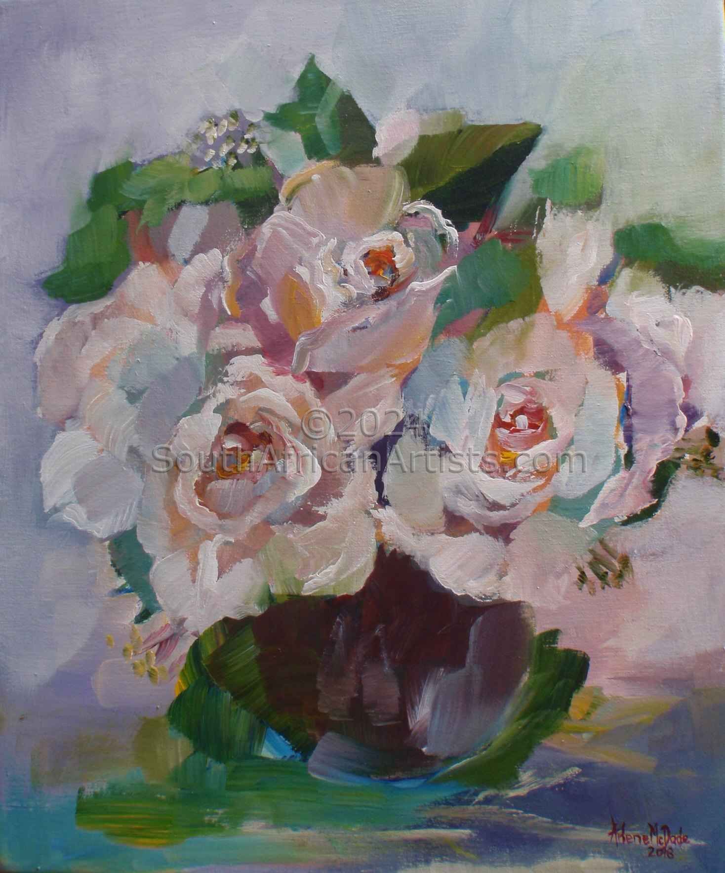 Full Blown White Roses