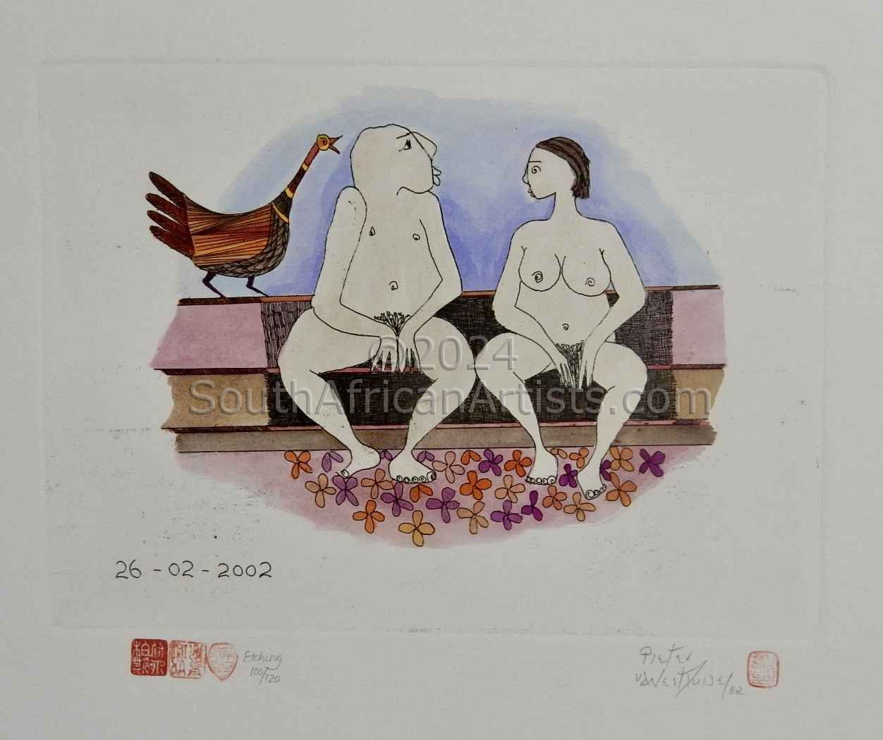 Nude Couple on Bench