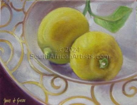 Two Lemons on Plate