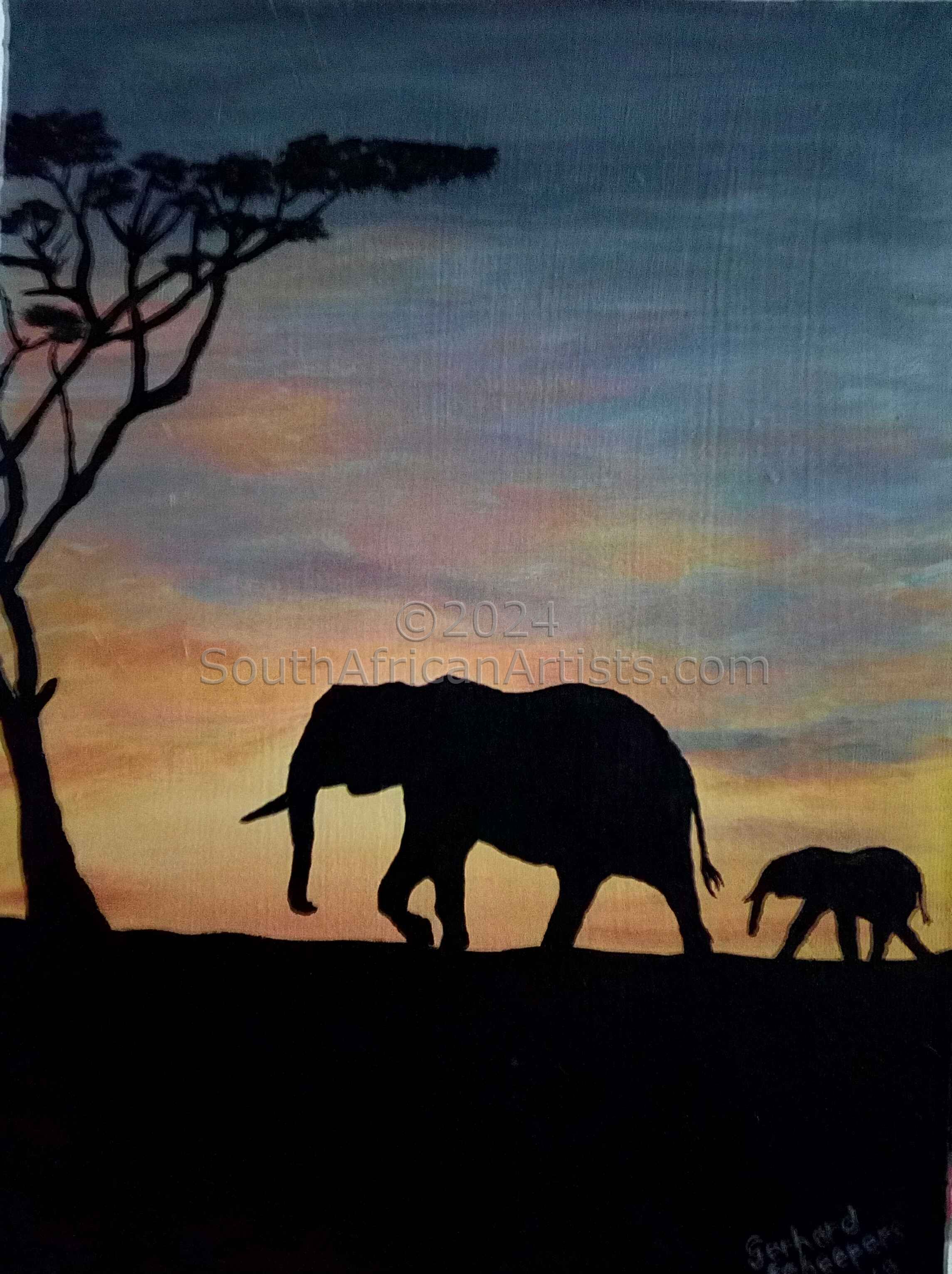 Sunset Kalahari Elephants 2019