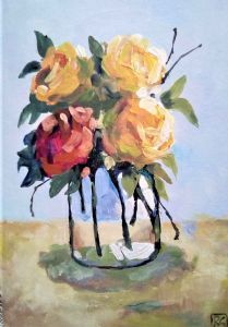 "Roses in a Glass Vase"