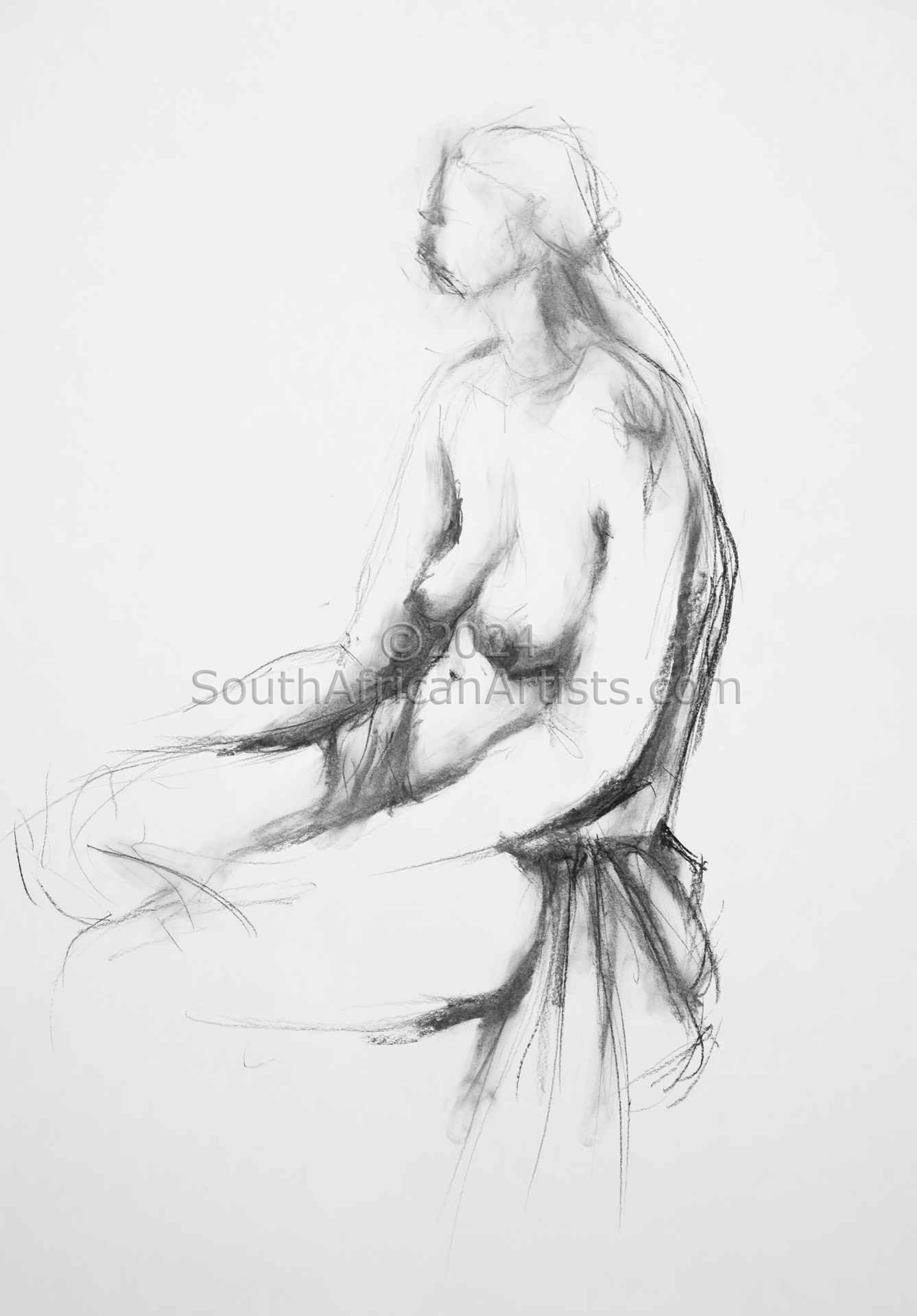 Figure Drawing 3 - Seated Woman with Drape