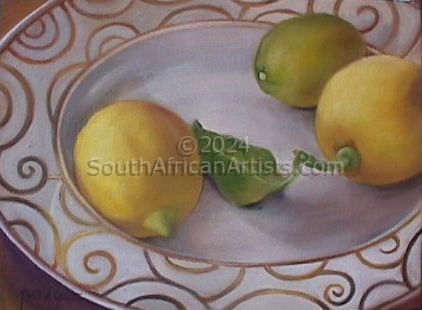 Lemons on Golden Plate