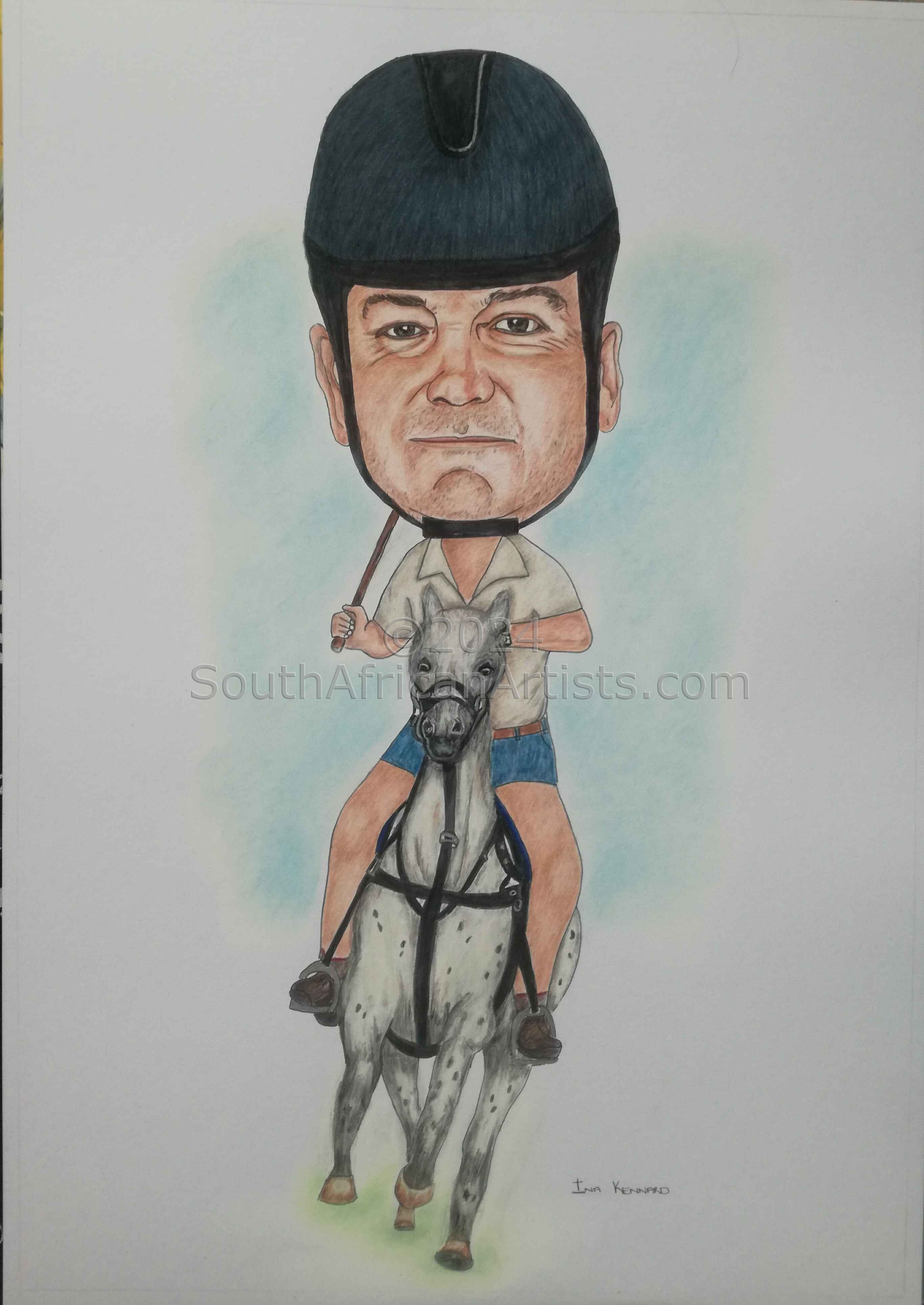 Caricature Man on Horse