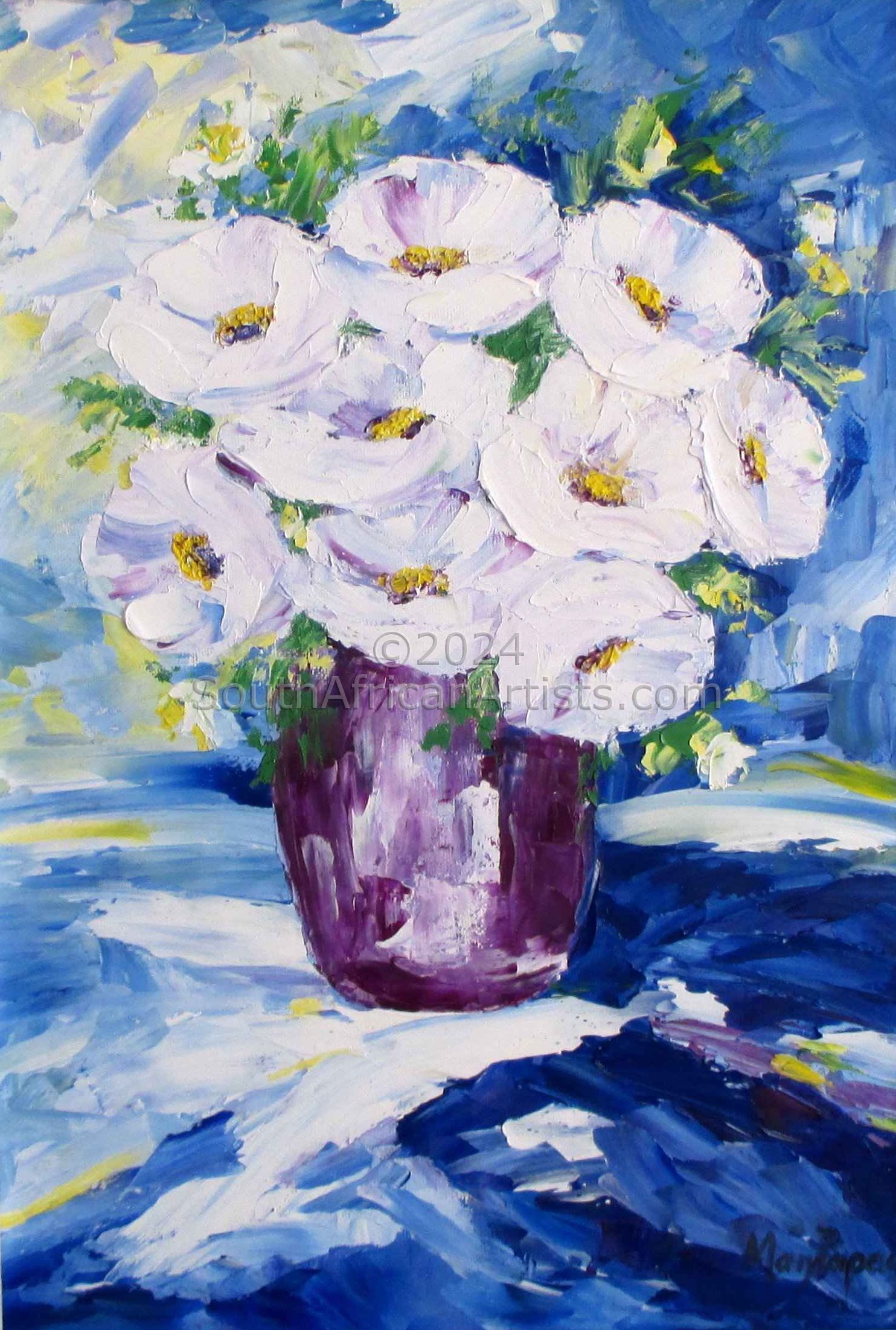 White Blooms In Vase