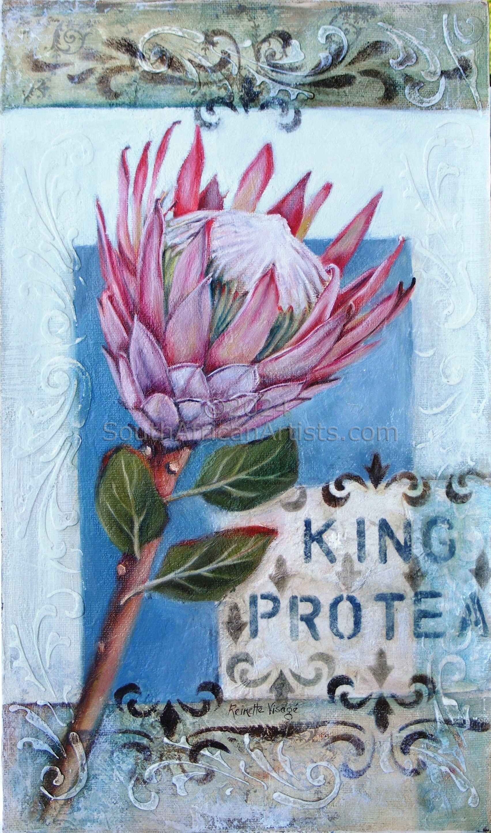 Pink Protea,Stensil Detail