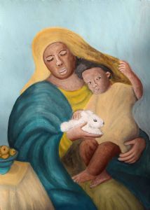 "Mother and Child with a Bunny"