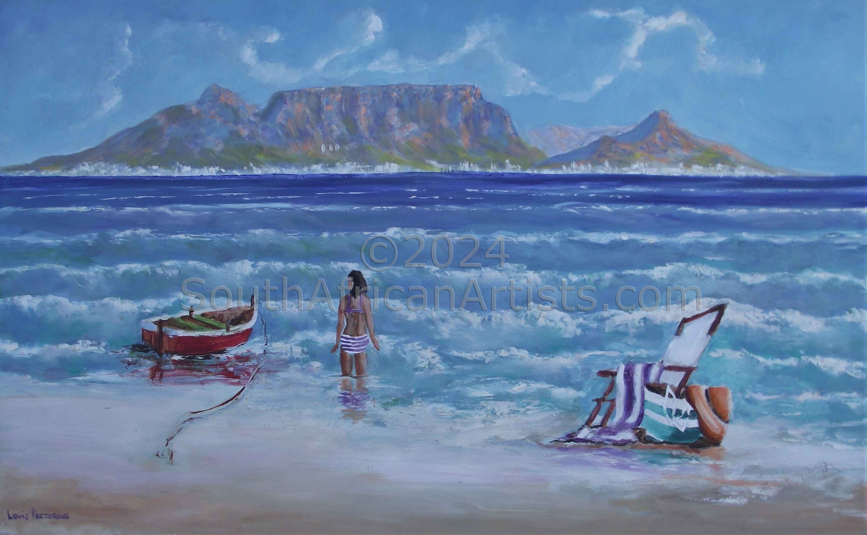 Table Mountain with Beach Girl