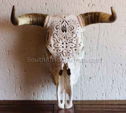 Cow Skull,Carved,Back Lights