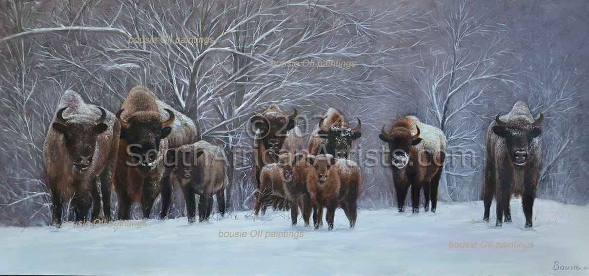 Large Bison Family