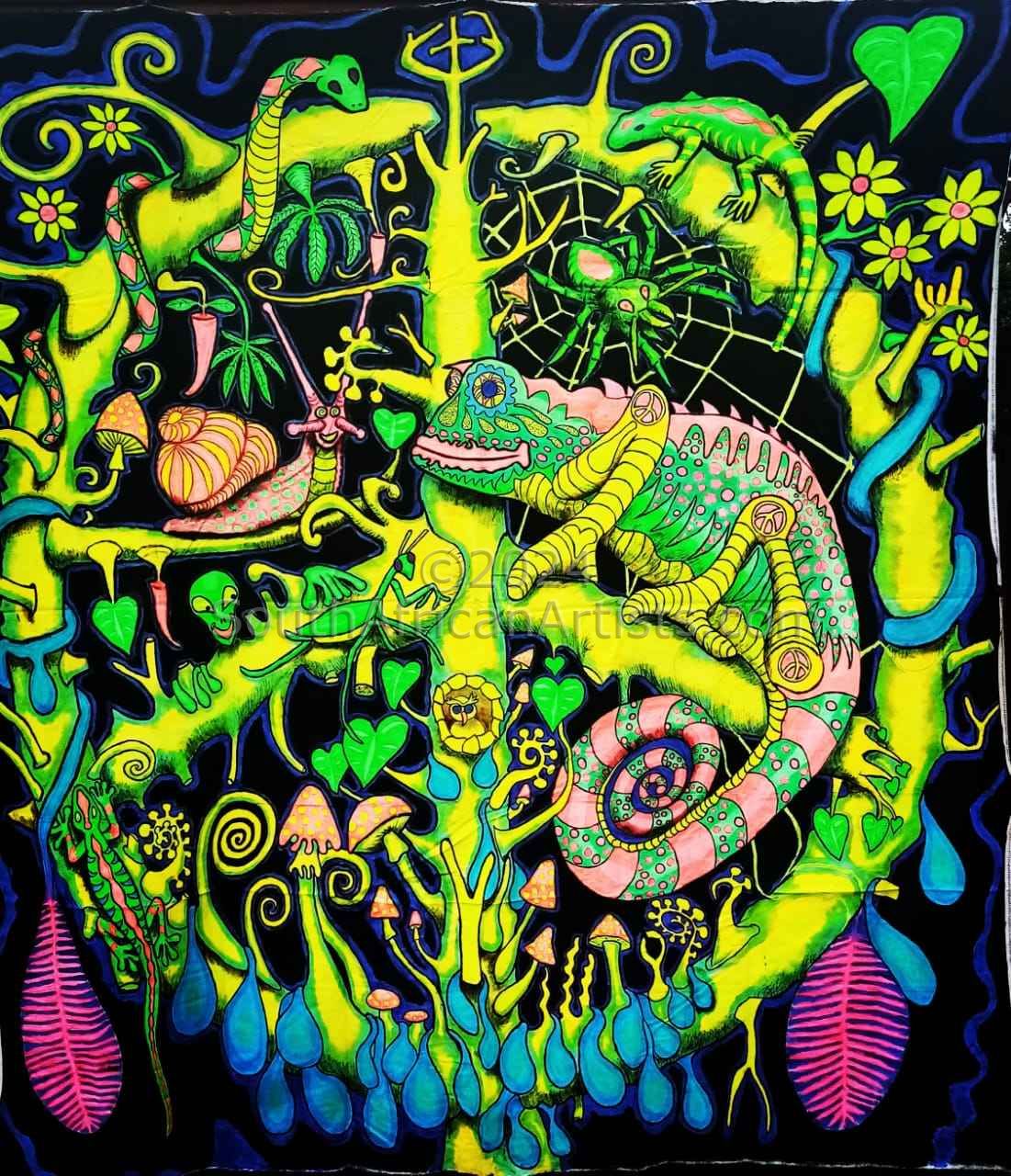 Peace , Chameleon , Snake UV art