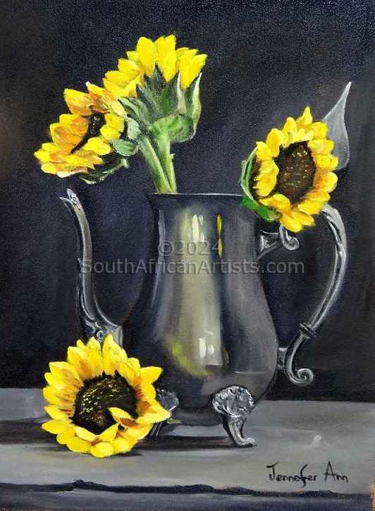 Sunflowers Silver Teapot