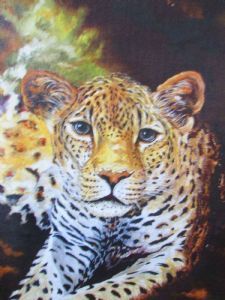 "African Leopard Giclee Oil Print"
