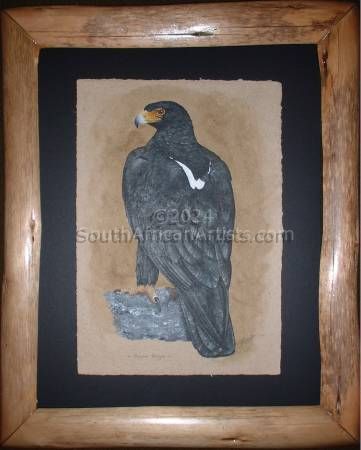 Black Eagle on handmade river reed paper