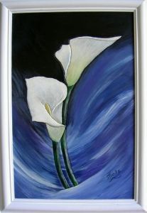 "Arum Lilies on Leather"