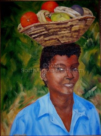 African Lady With Fruit Basket