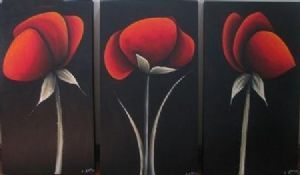 "Red Poppies Triptych"
