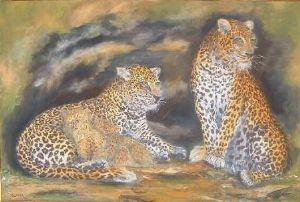 "Leopards with cubs"