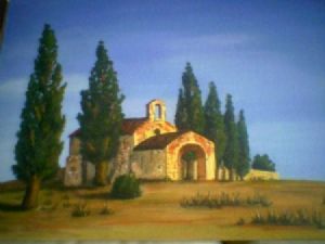 "Tuscan Chapel at Sunset"