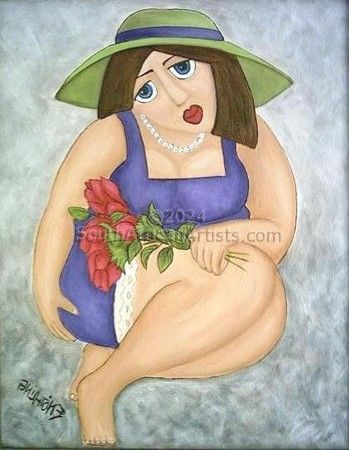 Fat Lady with Red Roses