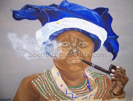 Xhosa Woman Smoking a Pipe