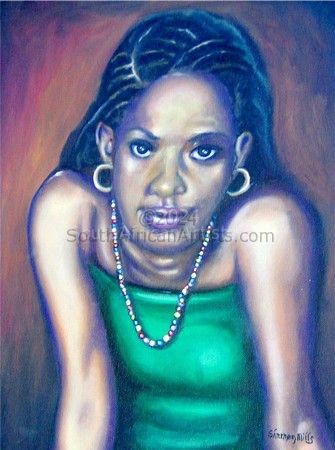 African Girl Leaning on Table