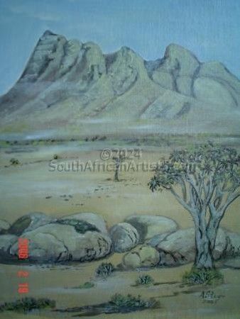 Namibia Mountains - Rocks and Quiver Tree