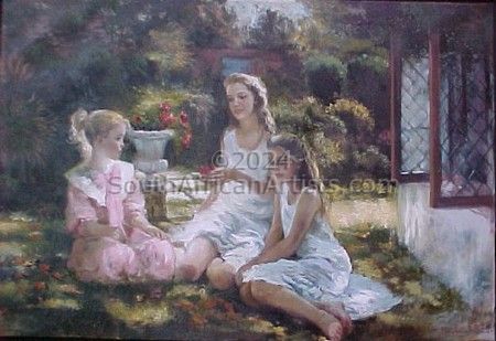 Three girls enjoying the garden