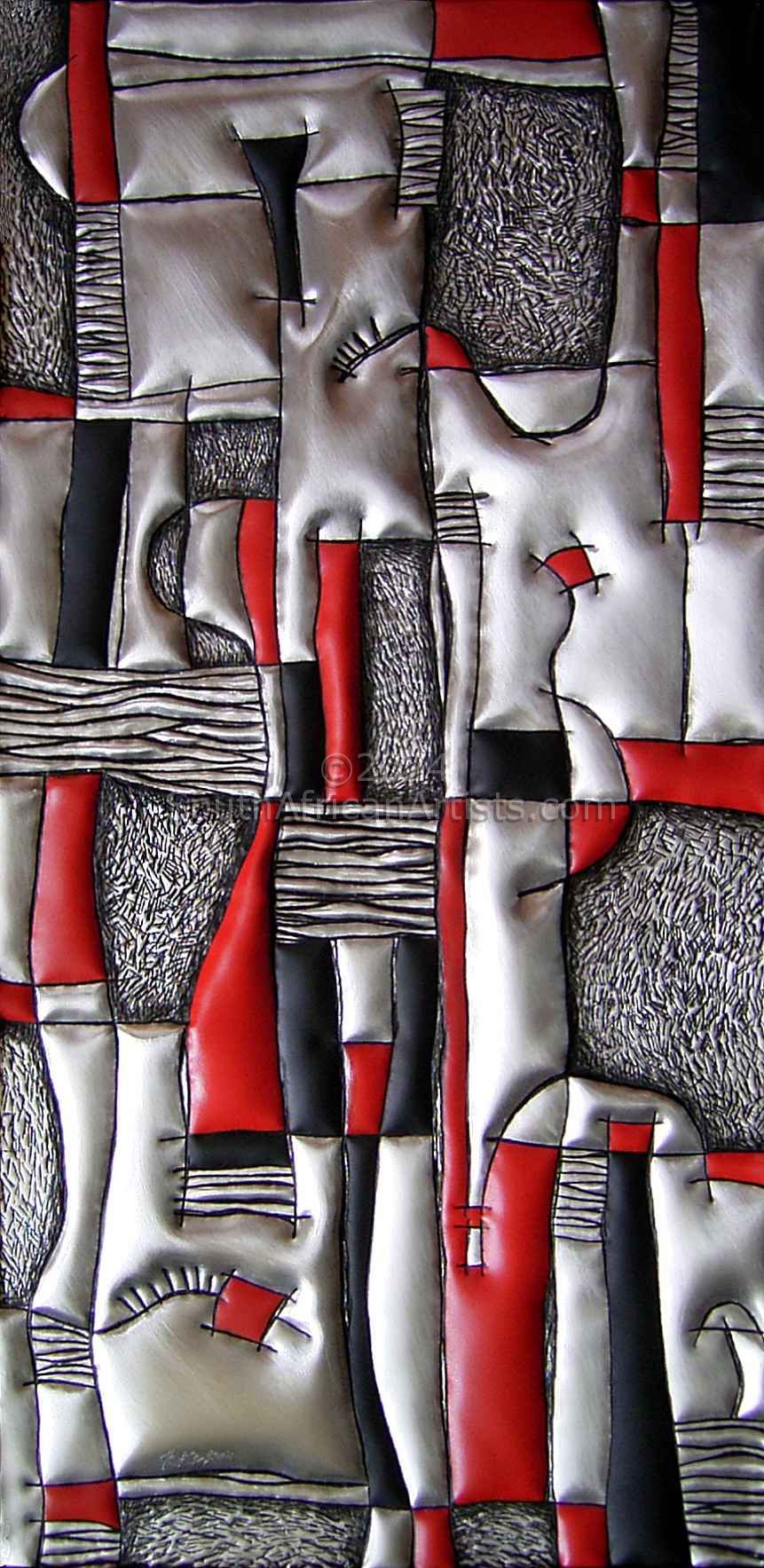 Composition 1 with Red Abstract in Metal 1/1