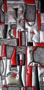"Composition 1 with Red Abstract in Metal 1/1"