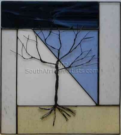Stained glass wall hanging : Essential Nature series - Rain