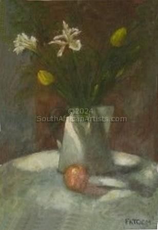 Saint Joseph Lilies, Tulips, Apple on a Table