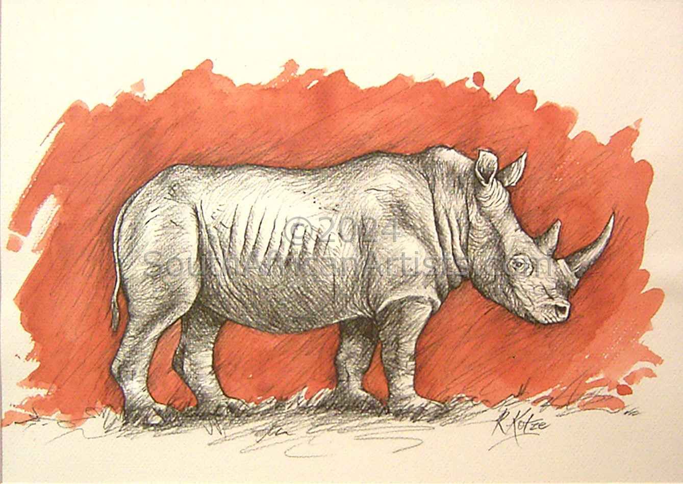 White Rhino 2 Charcoal Sketch