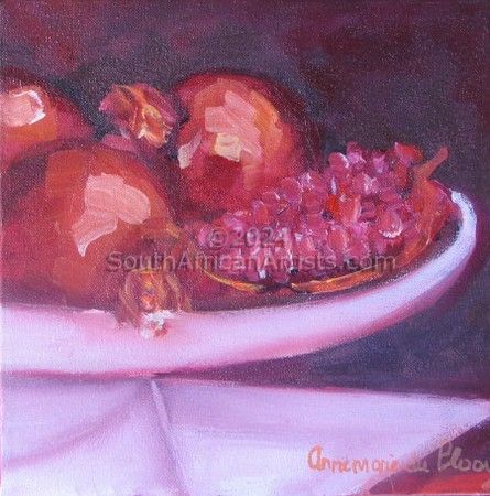 Pomegranates on White Cake Stand