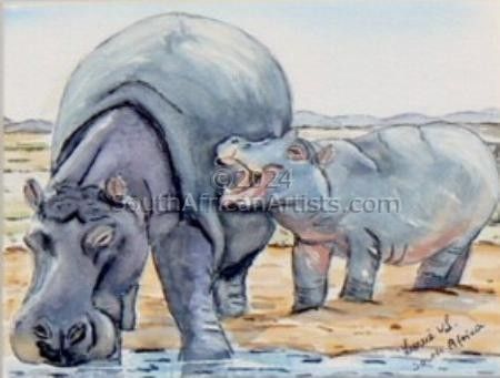 Hippopotamus & Calf