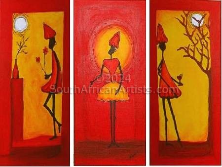 African sunset set of 3