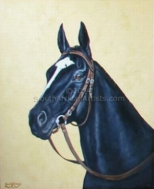 Black Horse With Yellow Background