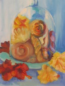 "Shells and Hibiscus in Dome"