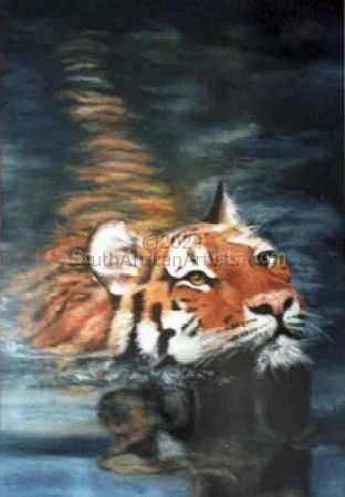 Swimming tiger