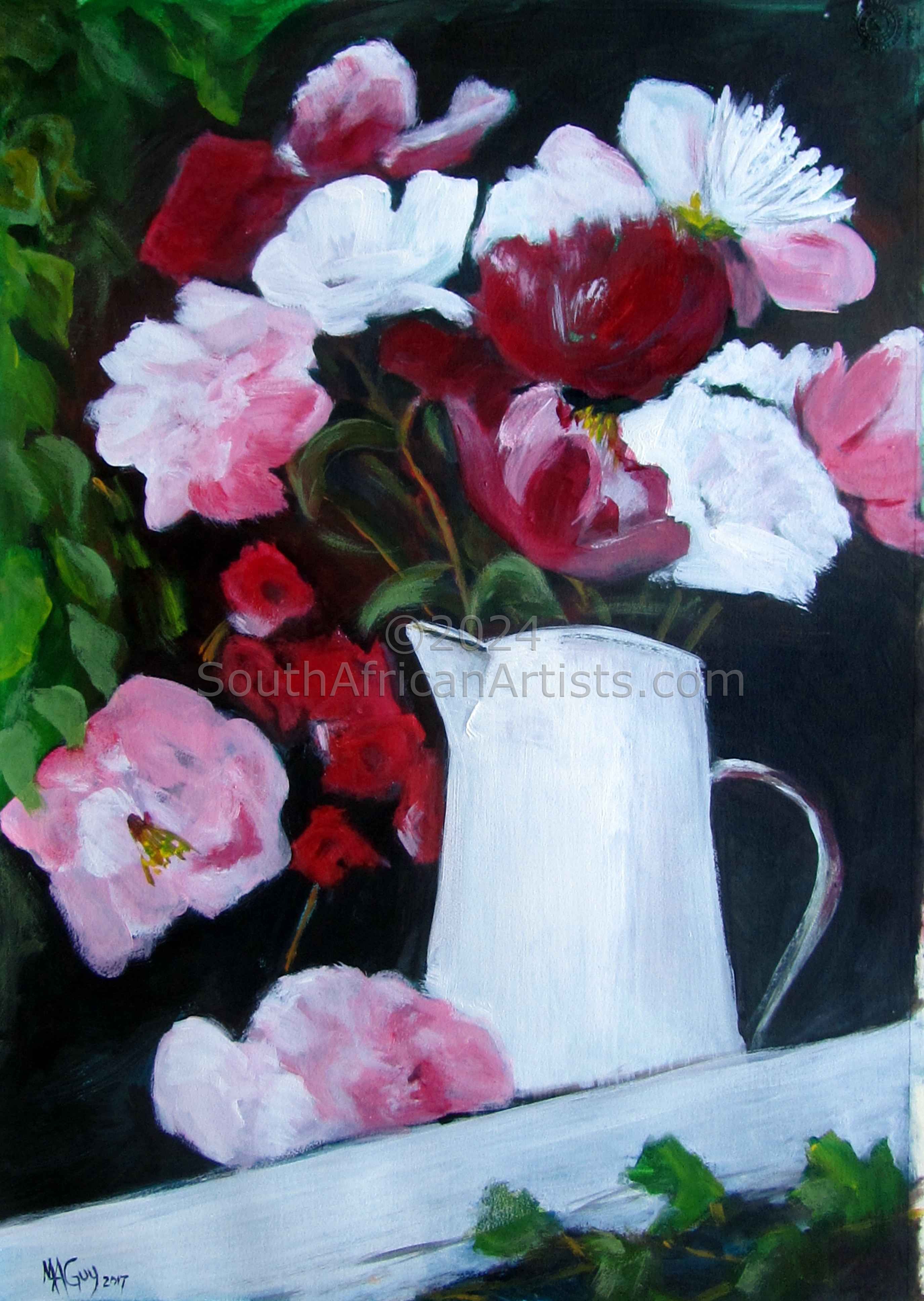 White Jug with Flowers